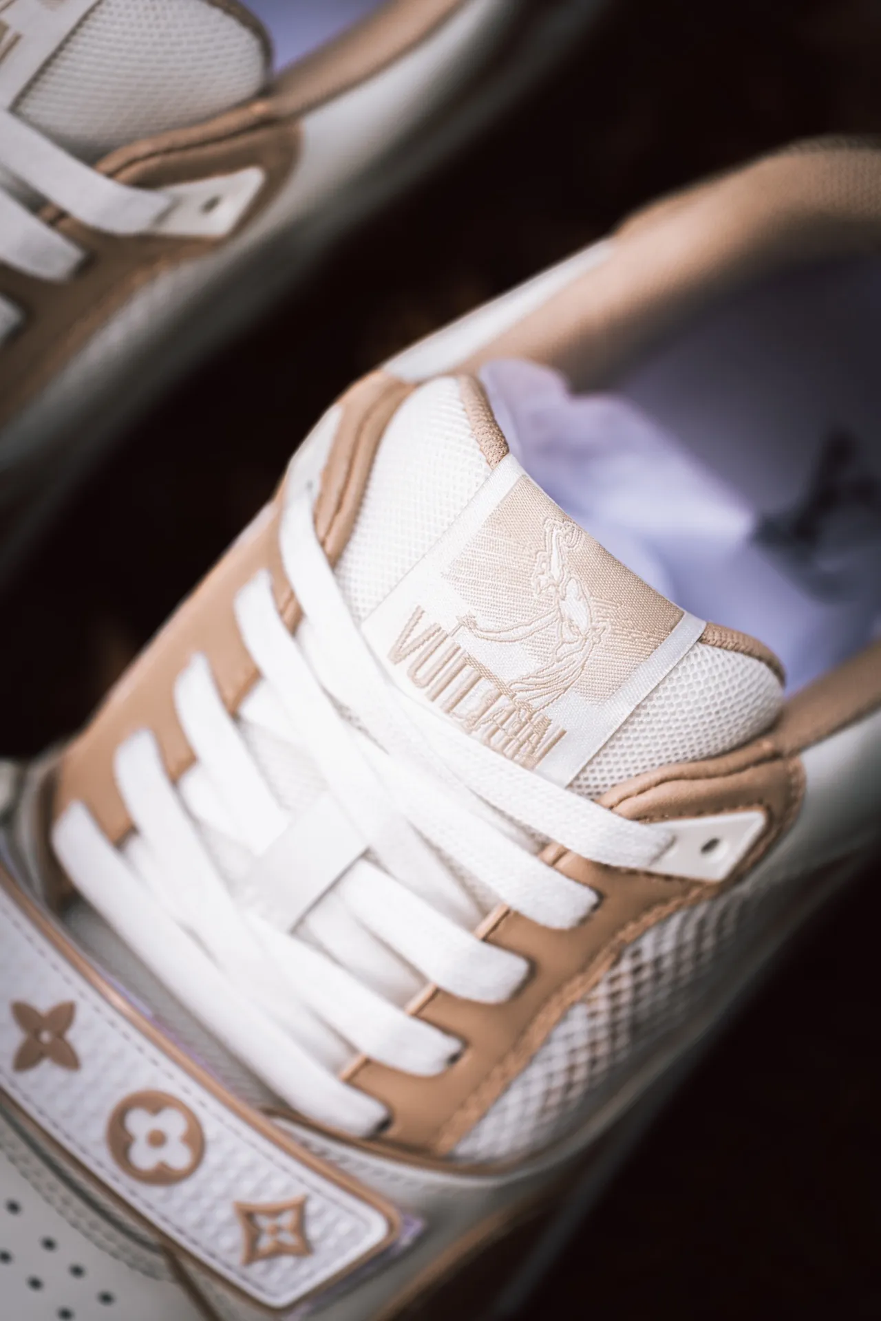 Louis Vuitton Trainer Monogram Beige Size UK 5.5 Replica: Street Style Luxury | YtaYta