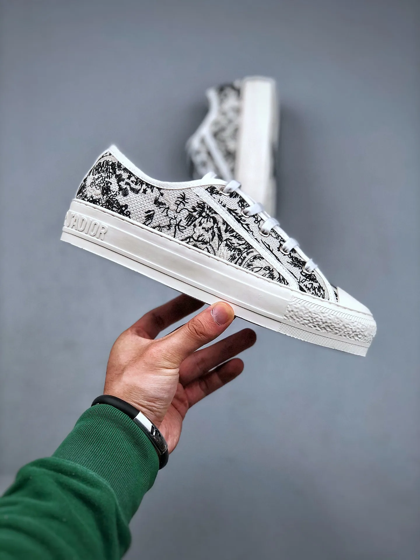 Dior Walk'n'Dior Platform Sneakers - White and Black Cotton Replica | YtaYta