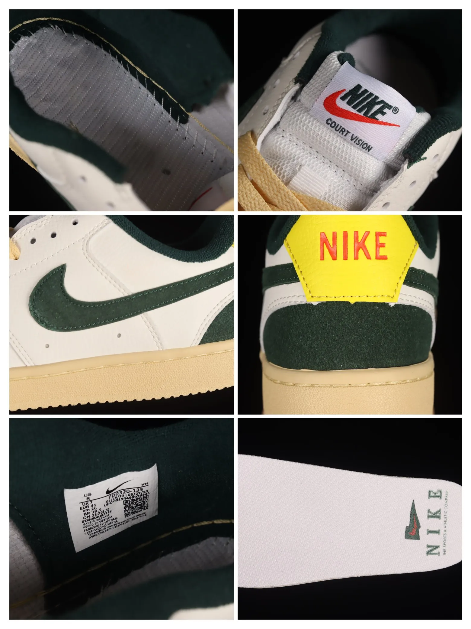 Authentic vs. Replica: Nike Court Vision Low Sail Pro Green Sneakers | YtaYta