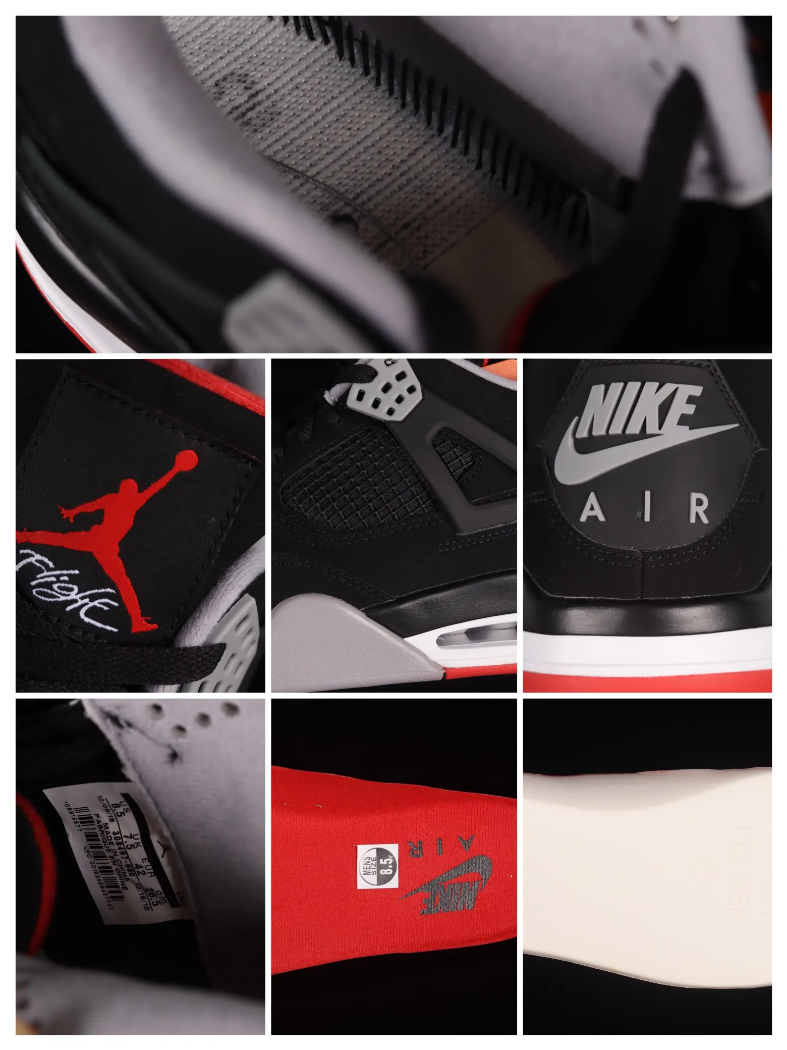 Fake Rep Replica Air Jordan 4 Retro OG Bred - Black/Red - (US 11) | YtaYta