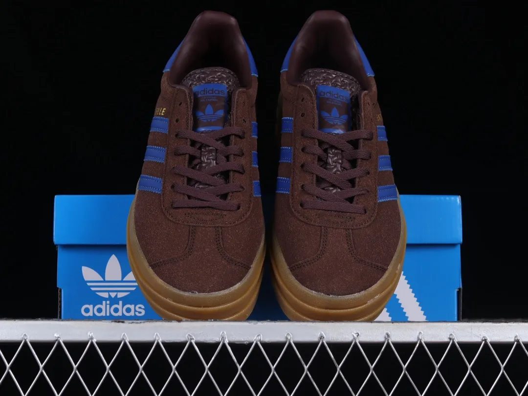 Fake Adidas Originals Gazelle Bold Dark Brown Blue Gold IG9970 Review | YtaYta