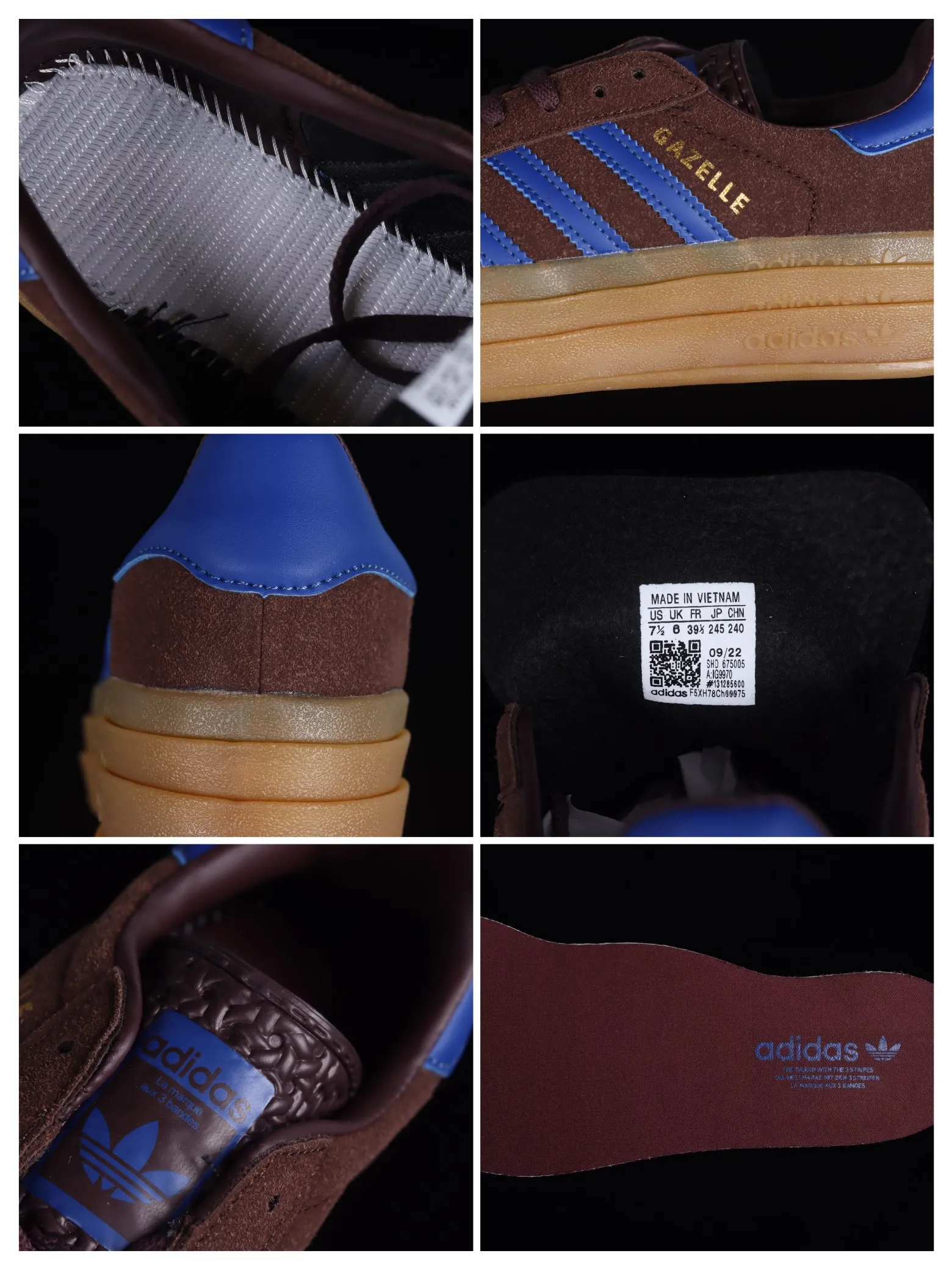 Fake Adidas Originals Gazelle Bold Dark Brown Blue Gold IG9970 Review | YtaYta