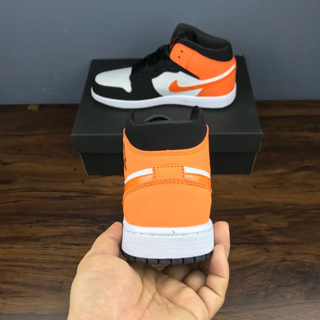 Air Jordan 1 Mid Shattered Backboard - Black and White with Orange Accents | YtaYta