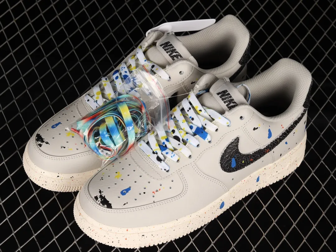 Nike Air Force 1 '07 LV8 Paint Splatter - Light Bone: Real vs. Replica | YtaYta